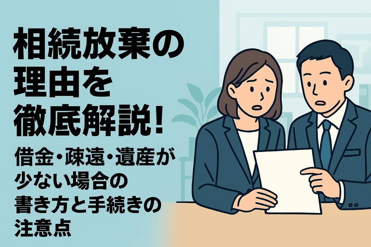 相続放棄の理由を徹底解説！借金・疎遠・遺産が少ない場合の書き方と手続きの注意点